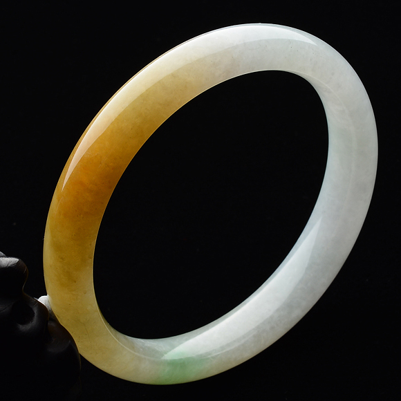 (超值推荐)糯冰种黄翡略飘翠手镯(56.3mm)