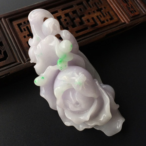 (超值推荐)糯冰种春带彩花开富贵挂件