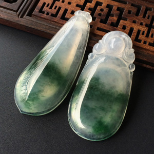 (超值推荐)冰种飘花福瓜挂件(一对)