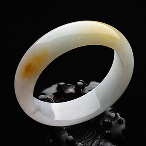 (超值推荐)糯冰种黄翡略带紫罗兰手镯(61mm)