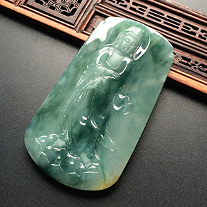 (超值推荐)糯冰种晴水飘花莲座甘露挂件