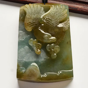 冰种褐黄翡大展宏图挂件