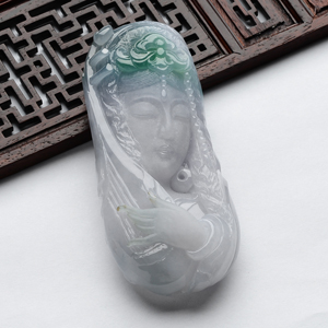 (超值推荐)糯冰种紫罗兰飘花昭君挂件(李牧祥大师出品)