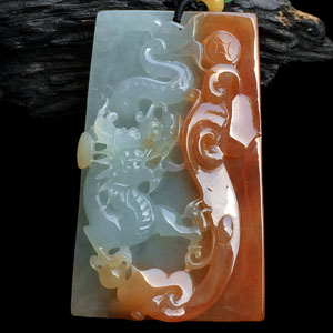 糯冰种褐黄翡龙行如意挂件