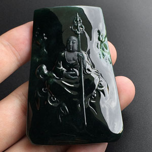 （超值推荐）糯冰种蓝水地藏王挂件