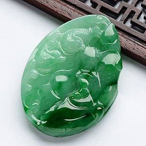 (超值推荐)糯冰种飘阳绿百年好合挂件