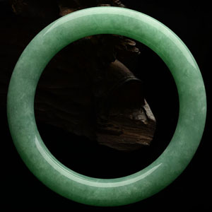 糯冰种豆色圆条手镯(55.5mm)