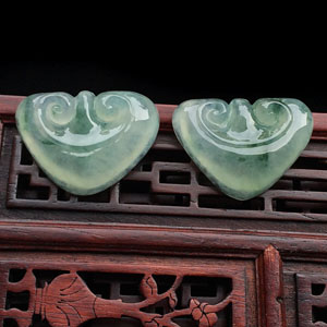 (超值推荐)冰种飘花如意挂件(一对)