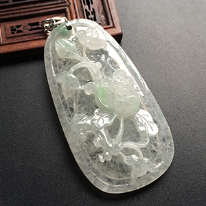 冰种略飘花花开富贵挂件