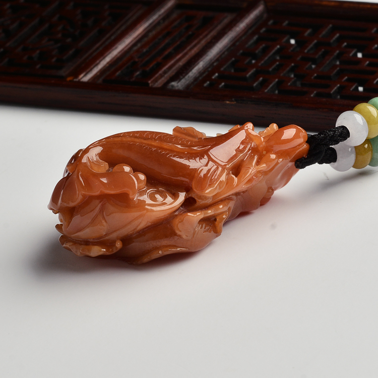 (超值推荐)糯冰种红黄翡连年有余挂件