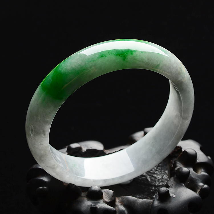 糯冰种晴水飘阳绿手镯(一对)(57mm/55.1mm）