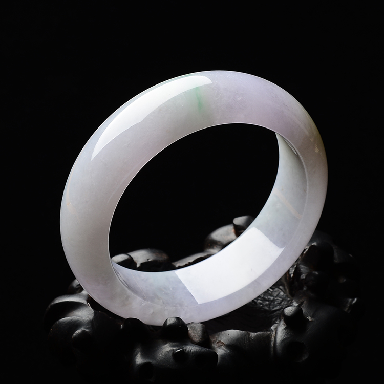 糯冰种淡三彩手镯(51mm)
