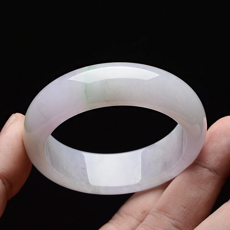 糯冰种淡三彩手镯(51mm)