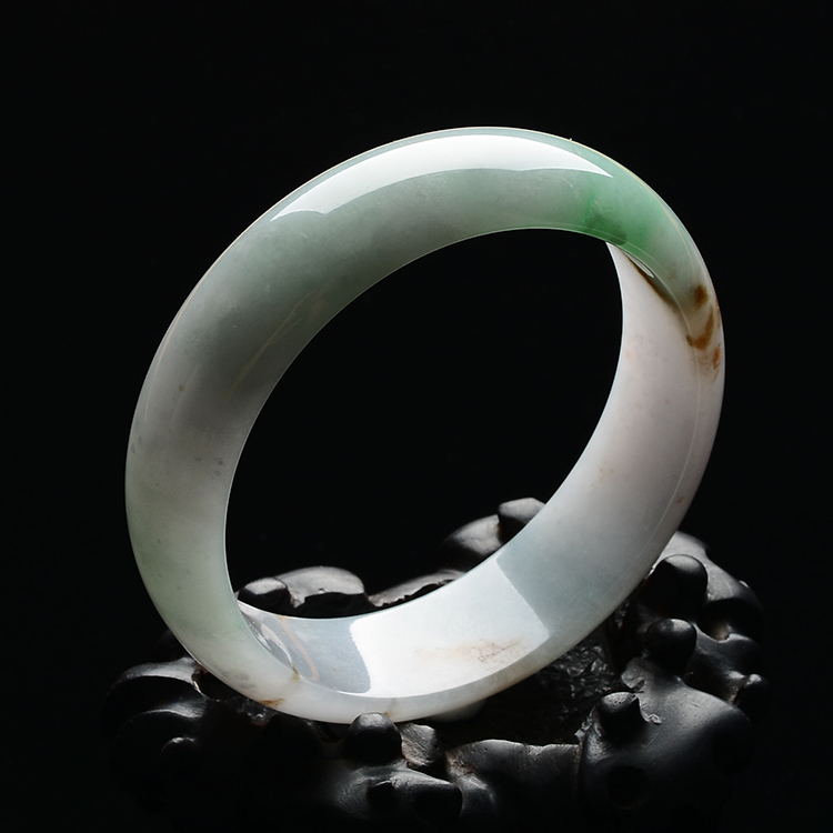 糯冰种翠色略带褐黄翡手镯(60.3mm)