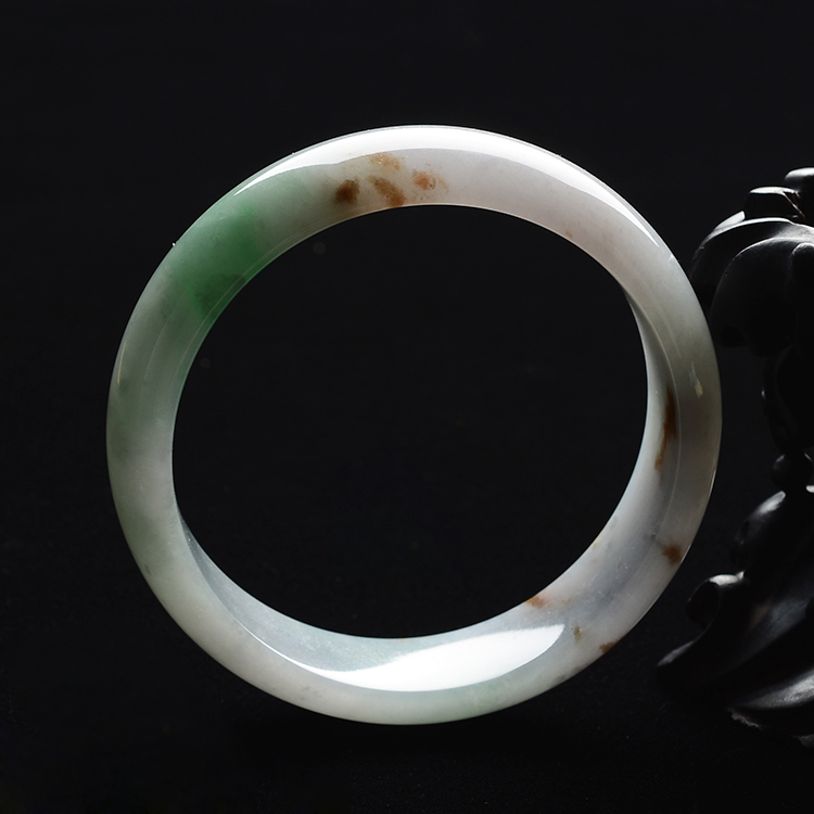 糯冰种翠色略带褐黄翡手镯(60.3mm)