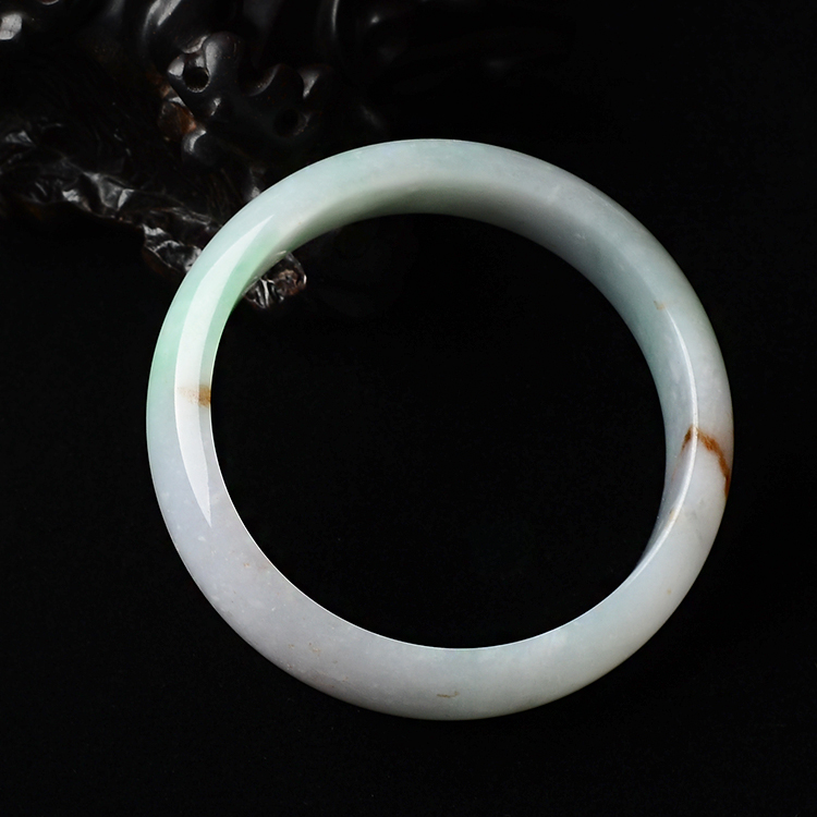 糯冰种翠色略带褐黄翡手镯(60.3mm)