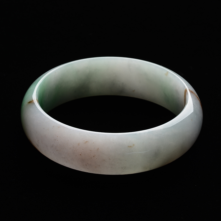 糯冰种翠色略带褐黄翡手镯(60.3mm)