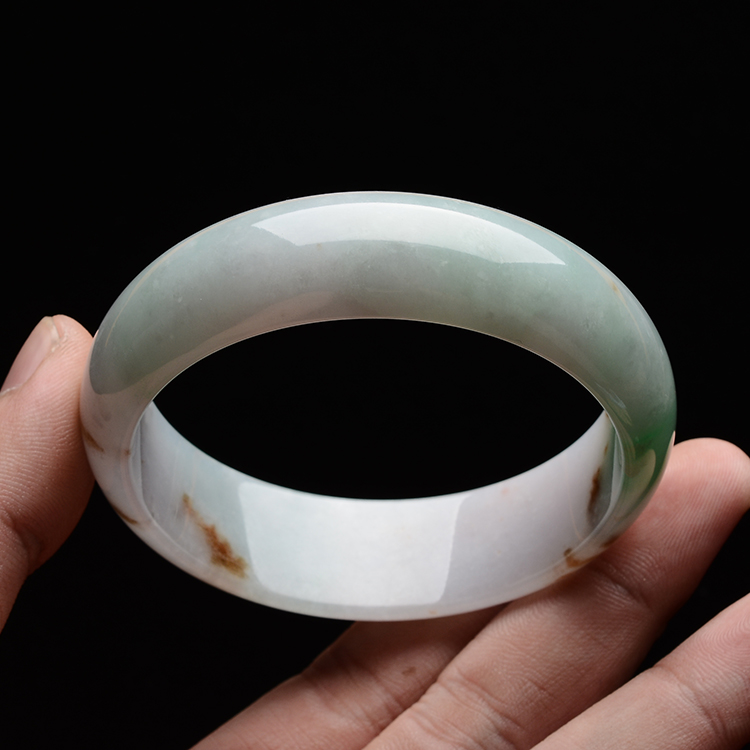 糯冰种翠色略带褐黄翡手镯(60.3mm)
