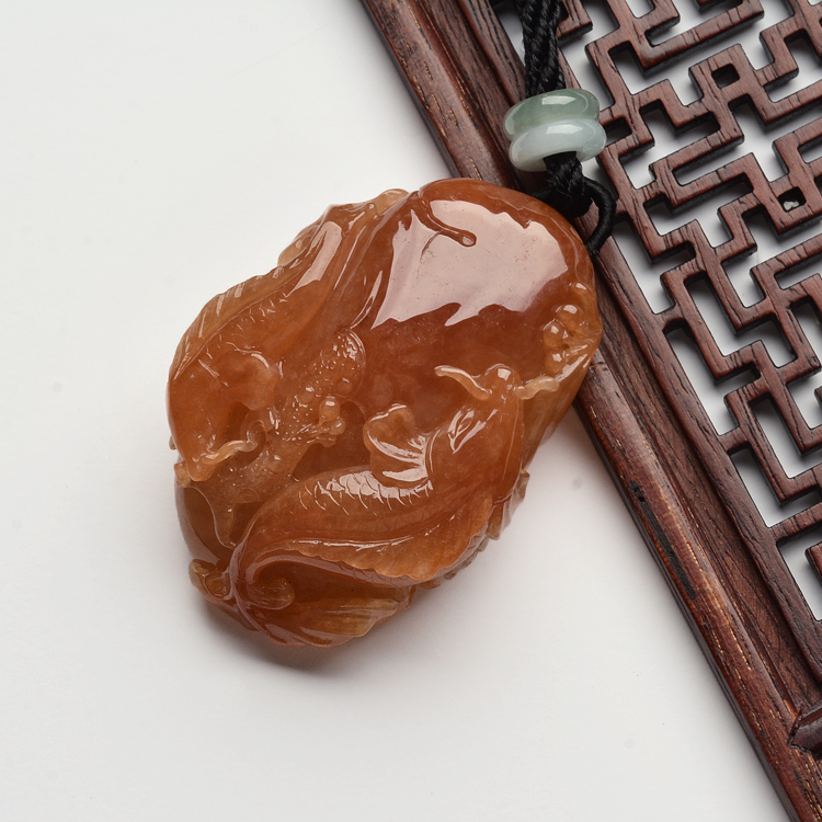 (超值推荐)糯冰种红黄翡年年有余挂件
