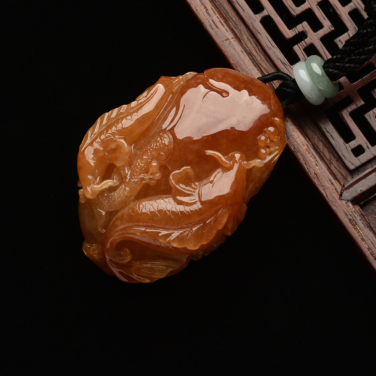 (超值推荐)糯冰种红黄翡年年有余挂件