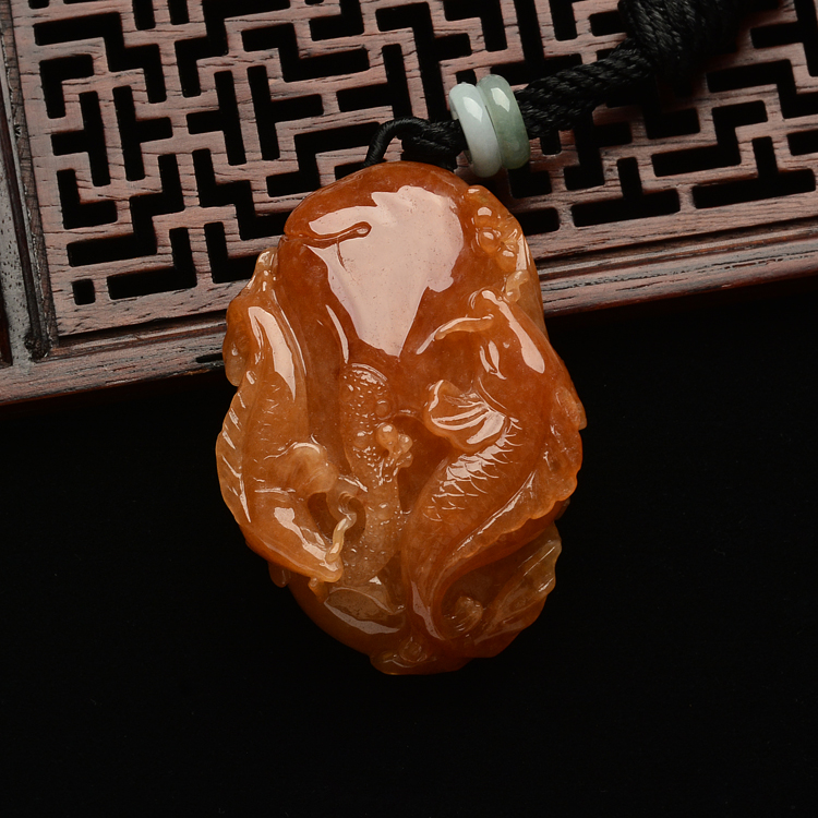 (超值推荐)糯冰种红黄翡年年有余挂件