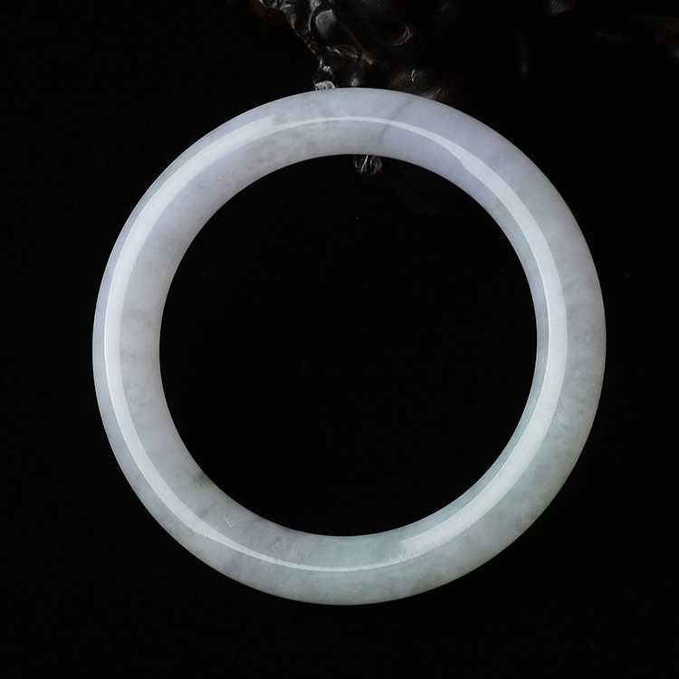 (超值推荐)糯冰种淡紫罗兰带晴水圆条手镯(54.4mm)