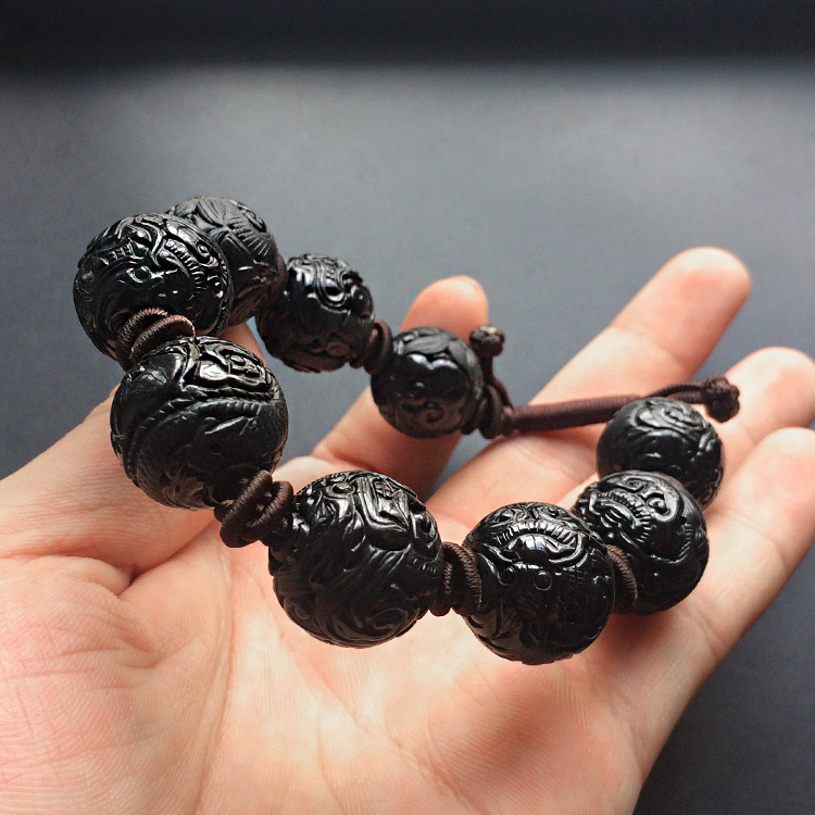 (超值推荐)细糯种墨翠祥龙如意手链(单价)