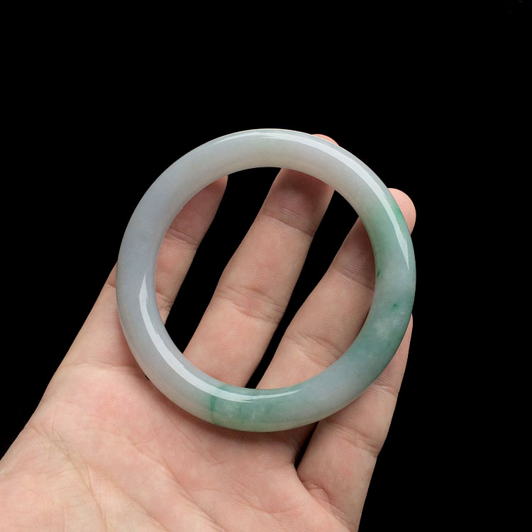 糯冰种飘花圆条手镯(57.3mm)