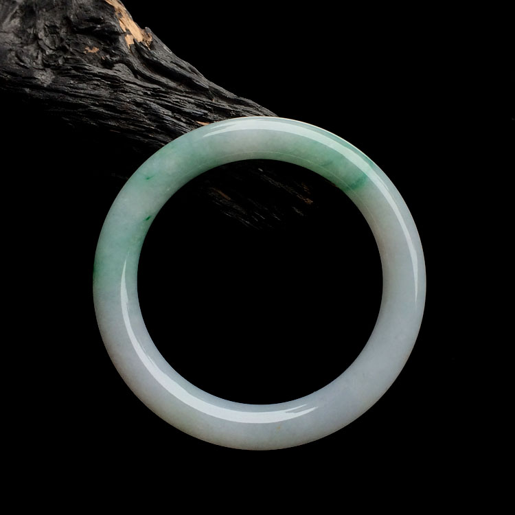 糯冰种飘花圆条手镯(57.3mm)