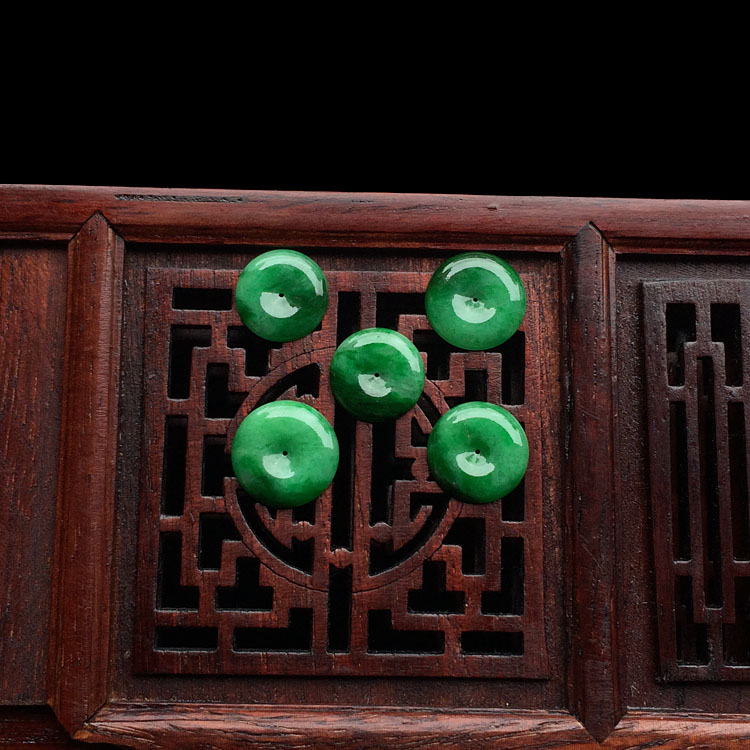 糯冰种翠色平安扣戒面(五颗一起走)