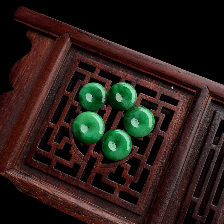 糯冰种翠色平安扣戒面(五颗一起走)