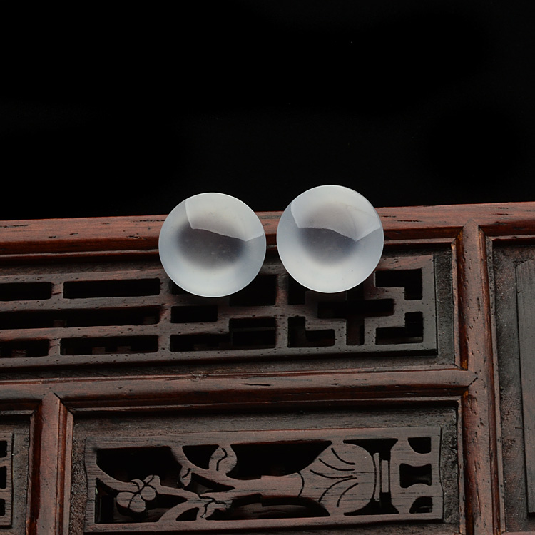 冰种淡晴水戒面(一对)