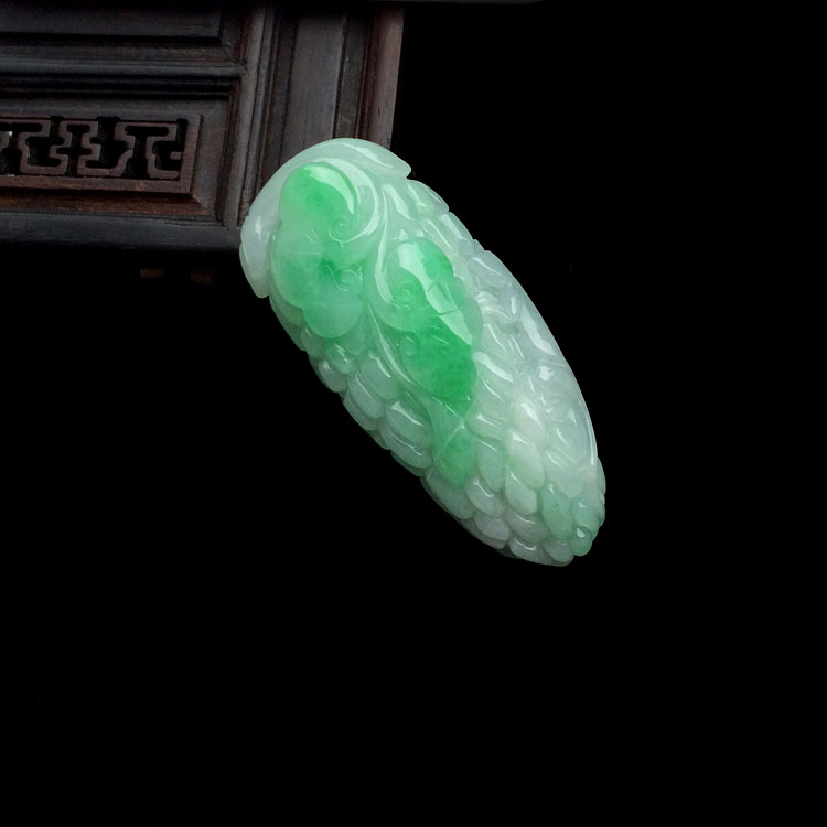 糯冰种飘翠苦尽甘来挂件