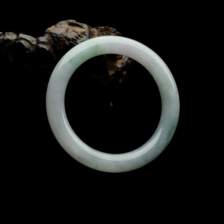 (超值推荐)糯冰种飘花圆条手镯(57.5mm)