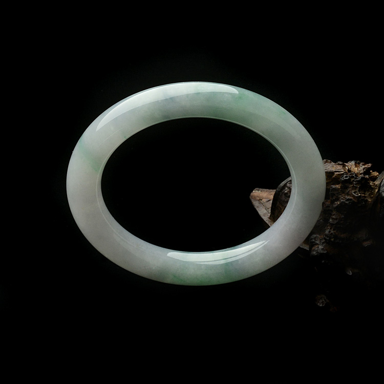 (超值推荐)糯冰种飘花圆条手镯(57.5mm)