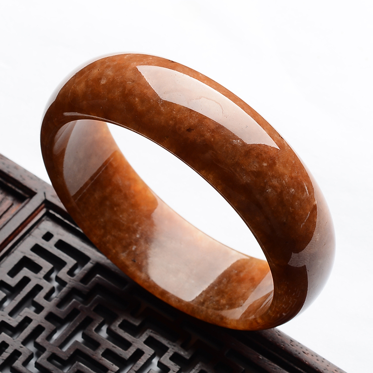 (超值推荐)糯冰种褐黄翡手镯(61.5mm)