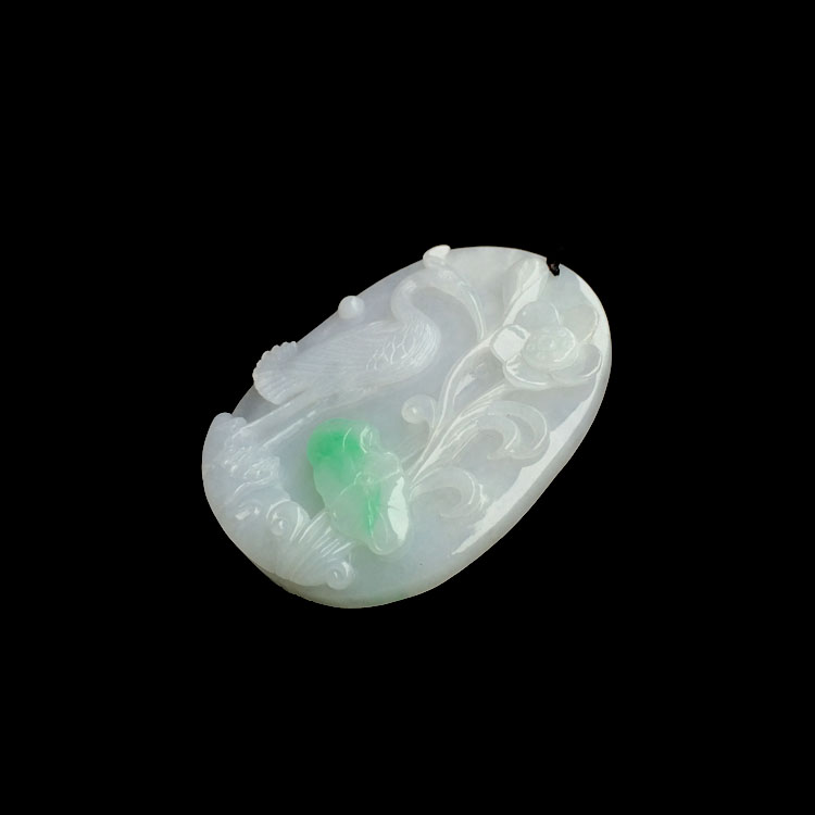 糯冰种飘翠一路连科挂件