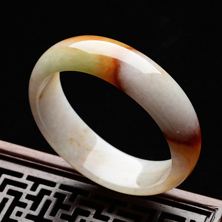 (超值推荐)糯冰种褐红翡贵妃镯(54mm-47.8mm)