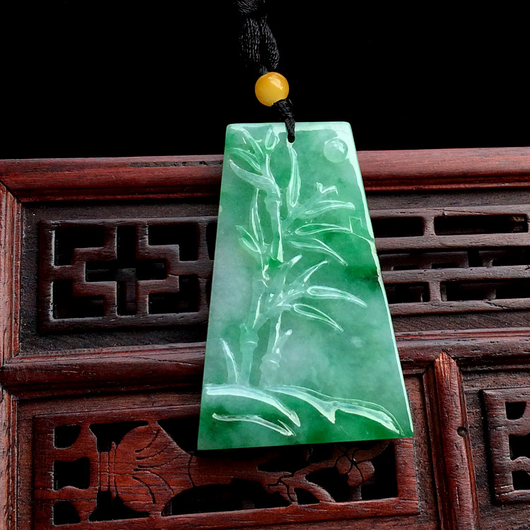 糯冰种翠色节节高挂件