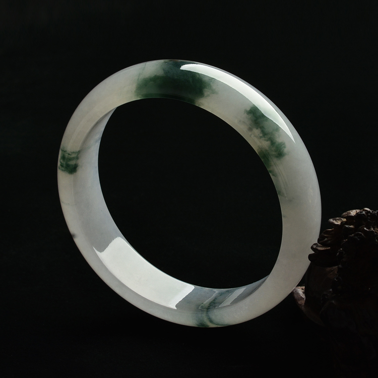 糯冰种飘花手镯(60.5mm)