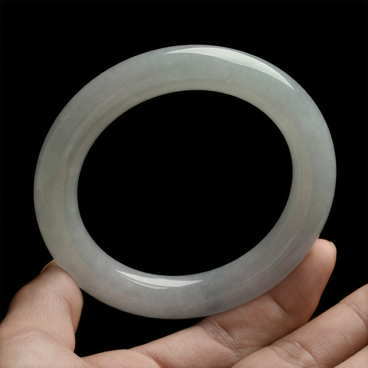糯冰种淡晴水圆条手镯(58.4mm)