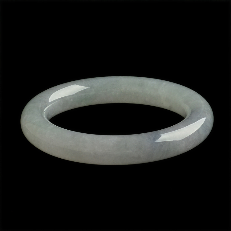 糯冰种淡晴水圆条手镯(58.4mm)
