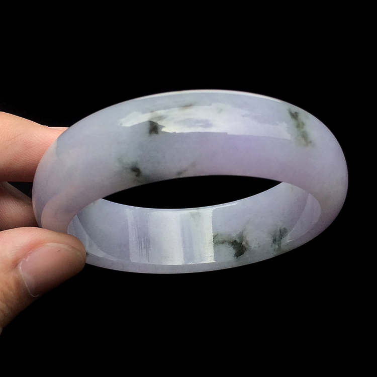糯冰种紫罗兰飘花手镯(57mm)