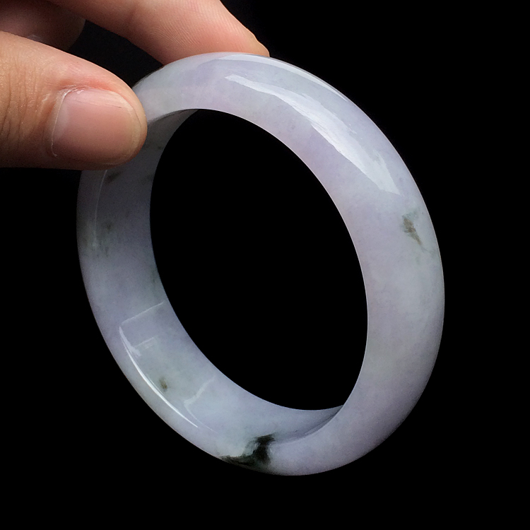 糯冰种紫罗兰飘花手镯(57mm)