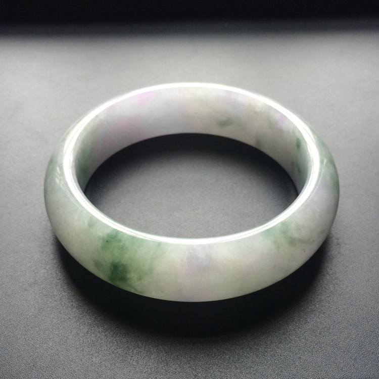 (超值推荐)糯冰种紫罗兰带飘花手镯(59.8mm)
