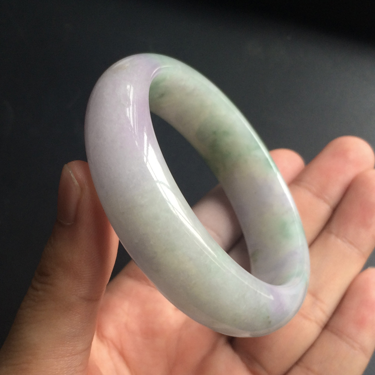 (超值推荐)糯冰种紫罗兰带飘花手镯(59.8mm)