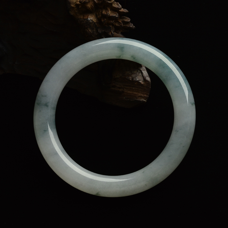 （超值推荐）糯冰种飘花圆条手镯（56mm）