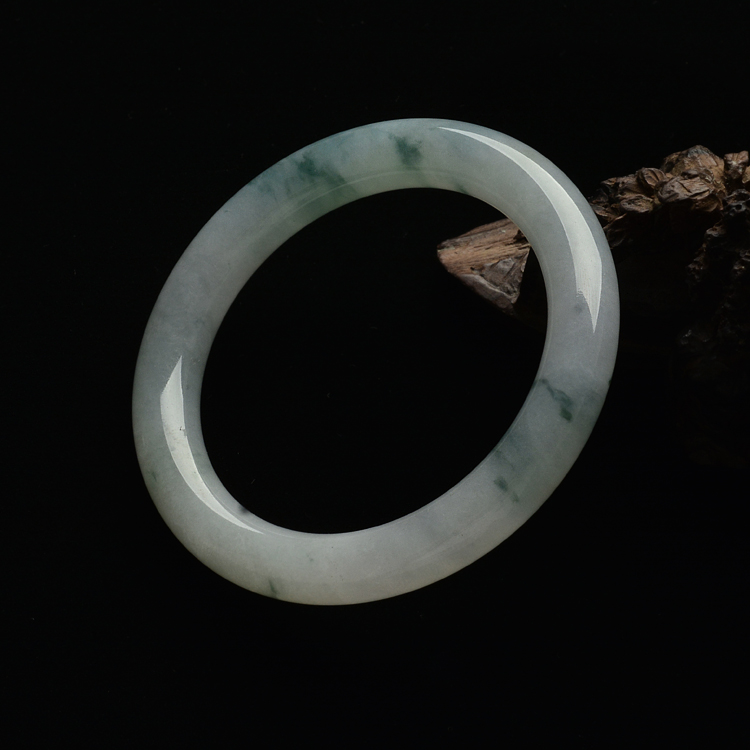 （超值推荐）糯冰种飘花圆条手镯（56mm）
