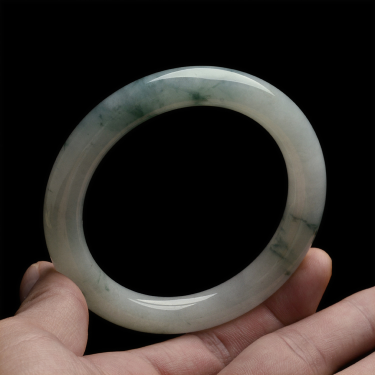 （超值推荐）糯冰种飘花圆条手镯（56mm）