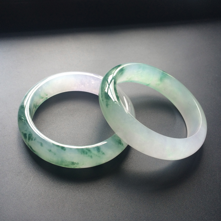 (超值推荐)冰种飘花略带紫罗兰手镯(一对)(59.4mm/59.2mm)